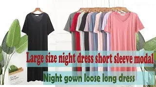 Large size night dress short sleeve modal cotton sleepwear nightgown women nightwear
