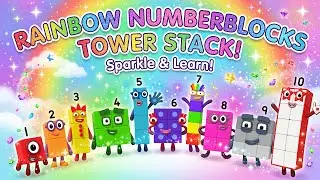 Numberblock: Learn to Count from 1 to 10 with Numberblocks Rainbow Tower 🍎🌈, ✨| Fun Math for Kids!