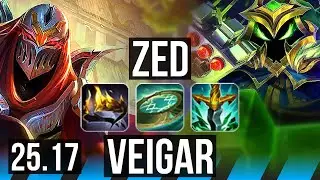 ZED vs VEIGAR (MID) | 9/0/8, Legendary | KR Master | 25.17