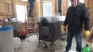 Darrell and Joe build a Maple sugar shack - testing the evaporator (continued)