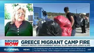 Greece migrant camp fire: Migrants protest over gov't refusal to let them leave Lesbos island