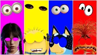 Bluey, Wednesday, Anxiety & Minion Eye Swap Frenzy! Wrong Eyes Insanity! 😵