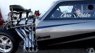 CHRIS REDDEN WARMS UP HIS NASTY '70 NOVA 526CI 8/71 AT BYRON 10-6-13