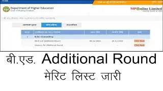 MP Higher Education B ed Merit List Additional Round 2022 |