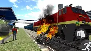 👍Indian bike driving 3D 🚂train 🆚 monster bike 🏍️ race 🏁
