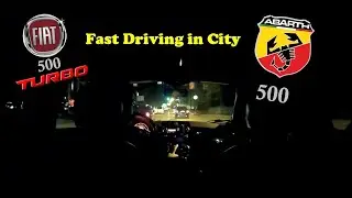 Three Abarth 500 Fast Driving in City