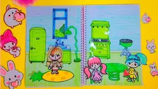 DIY Toca Life World Handmade Kitchen/Made in Label Book/المطبخ اليدوي في توكا بوكا