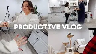 At home productive vlog: organizing, my new year goals, new cat tree & prep for the new counters!