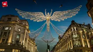 London Christmas Lights Walk &ndash; 4K ASMR (Regent Street Angels & Carnaby Street 2025)