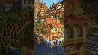 Medieval Watermill 💦 #minecraft #minecraftbuilding  #medievalvillage #minecraftutorial