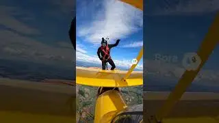 Hanging onto a moving plane mid-air 😳✈️ #shorts #airplane #stunt #viral