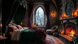 ✨ Cozy Bedroom in Castel 🔥 Winter Ambience with Warm Fireplace Glowe