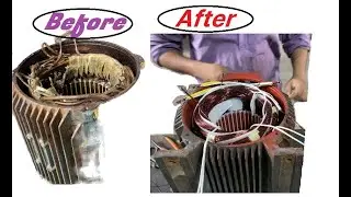 3 Phase Motor Rewinding 15 HP (11 KW) || Motor winding+connection || winding data in video