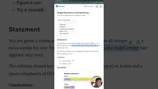 Single Element in a Sorted Array | LeetCode Medium | Modified Binary Search Pattern | Day 51