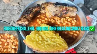Walk Cook Walk - SUBSCRIBER CHALLENGE @finchy_outdoors BBQ ribs, smoky beans and corn bread ✅ 