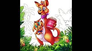 Paint Color Lite By Number - Baby Joey Kangaroo Wants To Eat A Popcorn (Animals Pics)