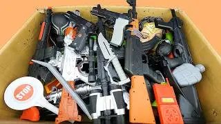 Toy Gun Arsenal Unboxing! M9 Beretta 92FS, AK-47, M4A1, MP5K, Silver Carbine & Sheriff Revolver
