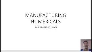 MANUFACTURING TECHNOLOGY  Numerical (Tool life)
