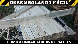 Como alinhar tábuas tortas de paletes passo a passo.