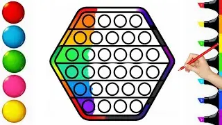 How to draw Rainbow Little hexagonal pop It| Draw And Color A hexagonal Shape /Step by step Drawing 