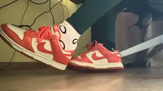 Orange Nike Dunks Outfit Styled With Leggings And Mismatched Socks
