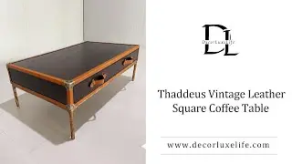 Thaddeus Vintage Leather Square Coffee Table