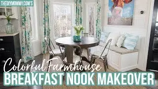 Colorful Farmhouse Breakfast Nook Makeover