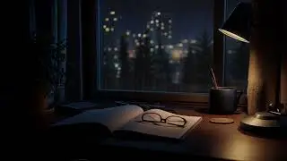 Peaceful Midnight Workspace 🌙 | Cozy Desk, City Lights & Relaxing Night