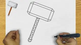 HOW TO DRAW THOR HAMMER STEP BY STEP | HOW TO DRAW EASY
