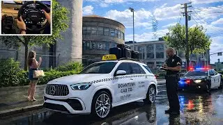 GTA 5 - Realistic Taxi driving Job in Mercedes-Benz GLE63 S AMG | Steering Wheel Gameplay