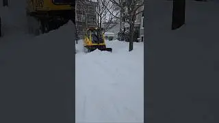 Sidewalk Plow Plowing  Snowy Sidewalk