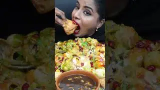 ASMR Eating Spicy Pani Puri,Aloo Street Samosa,Egg Indian Street Food ASMR Eating Mukbang Challenge