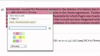 Using Tags in JADE for Legal Research