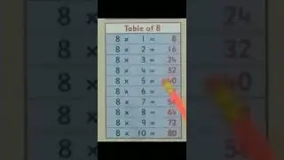 TABLE OF EIGHTH 8x1=8 Multiplication, Table of EIGHTH 8 Tables Song Multiplication Time of tables