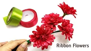 DIY Chrysanthemum tutorial/how to make satin ribbon flower Easily