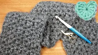 Crochet | Cozy scarf with double wool | Quick & easy glitter scarf