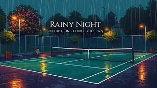 Rainy Night Tennis Court Ambience ⛈️ | 1hr soft thunder, rain & tennis sounds for relaxation.