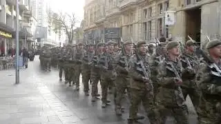 Welsh Guards Marching Through Cardiff 30/11/12