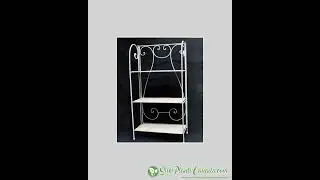 White Wash Metal Wicker Stand | 3 Shelves | Versatile Storage & Decor