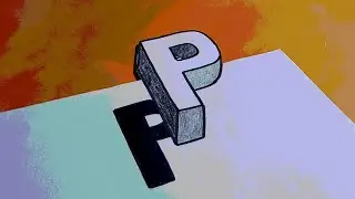 3D floating letter P drawing step by step #3d trick art #3d drawing tutorial #satisfying #creative