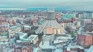 Frozen Liverpool | Short 4K Bird Eye View of the UK's Most Iconic City 's Cathedrals #djimini4k
