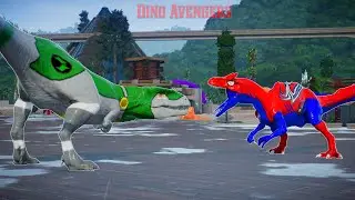 Dinosaur Tyrannosaurus Rex Color Pack: Battle Against Spiderman & Superheroes! Jurassic World Ev1