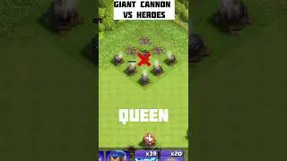 GIANT CANNON vs HEROES | #coc #clashofclans #shorts #shortsvideo  | CLASH WITH DIVINE