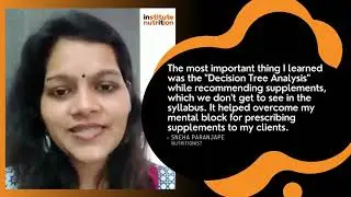 Testimonial l Online Nutrition Course l Nutritionist Sneha Paranjape l Institute Nutrition