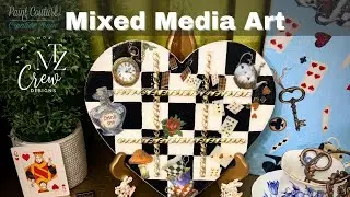 Alice in Wonderland Mixed Media Heart DIY | Whimsical Resin Art with Paint Couture