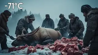 Nomads Hunt 4000kg Wild Elk in &minus;71&deg;C Taiga | Feeding the Entire Frozen Clan