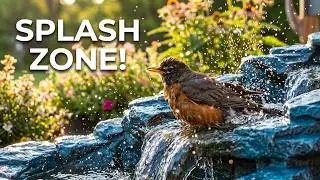 SPLASH ZONE! 💦 American Robins Take a Very Enthusiastic Bath at Molly's Firehouse