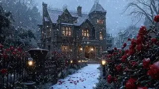 You&rsquo;re Walking Through Winter Roses Toward a Lit Victorian House | Dark Academia Night Ambience
