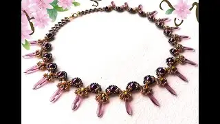 Sintra necklace with super duos, strass and daggers - Beading Tutorial