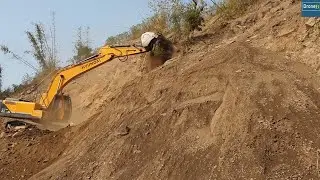 Oops!!! Again Hilly Landslide-Loose Soil Dirt-Hyundai Excavator Removing-Scary Work